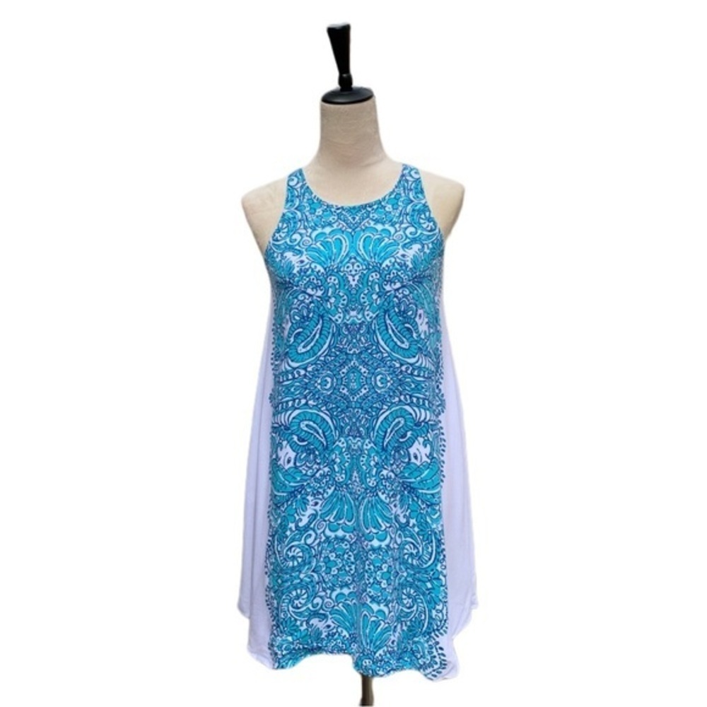 Lilly Pulitzer Swing Shift Dress XS | Blue White‎ Print Trapeze Coastal Resort